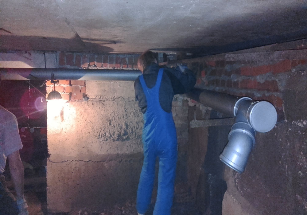 Комплексный ремонт системы канализации в подвале 3
