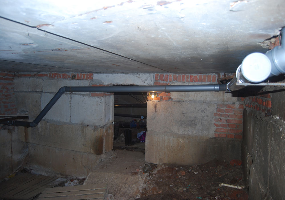 Комплексный ремонт системы канализации в подвале 23